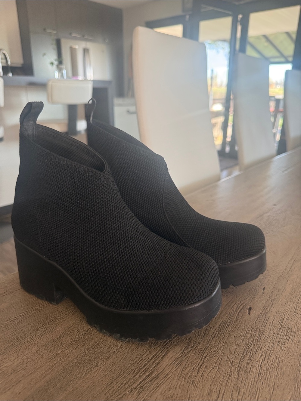 women’s black fabric ankle boot